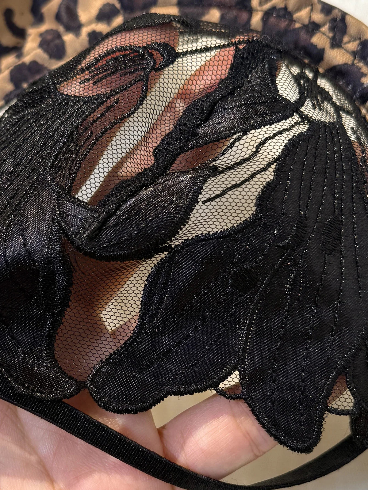 Floral Embroidery Leopard Print Lingerie Set Women Sheer Mesh Underwire Bra And Thong Sexy Underwear ZA825183