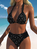 Vintage Black Polka Dot Print Bikini Set 2026 Women Tie Strap Push Up Bra Hollow Out High Waist Swimsuit Bathing Suit Swimwear
