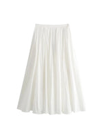 Foridol Solid White A-line Long Skirt Spring Summer Women Elegant Pleated Skirt Bottoms 2025 High Waist Female Faldas Mujer