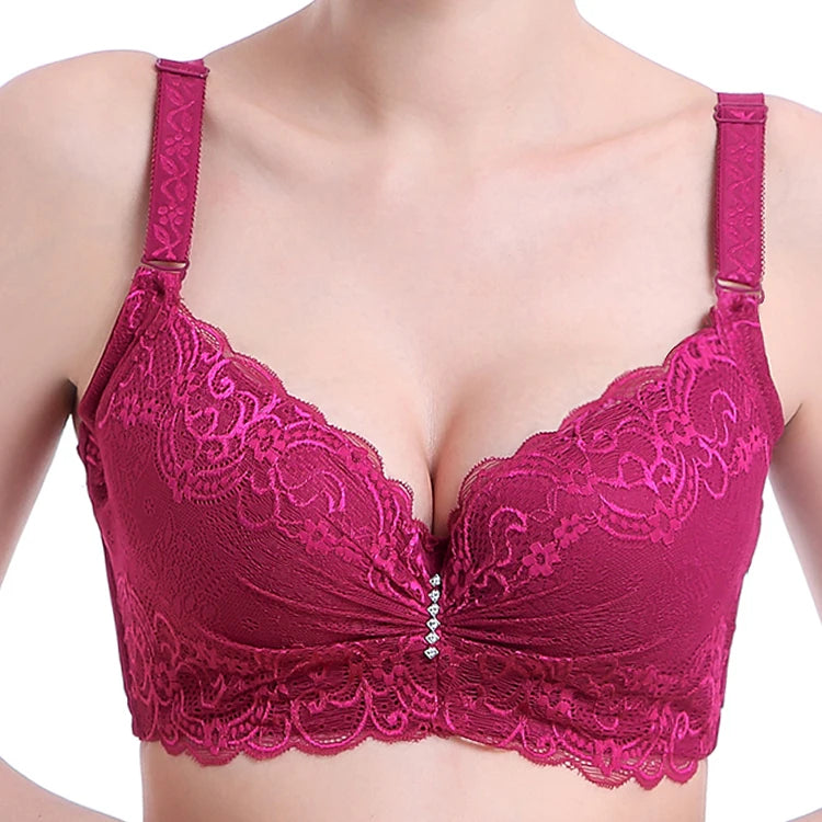Plus Size Female Lace Bra Thin Bralette 80-105 C/D Cup Push Up Brassiere Widening Side 4-Row Button Bras Absorbs Sweat Underwear