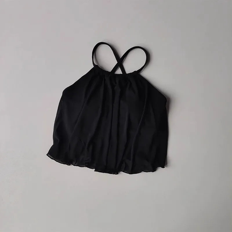 Women's Mesh Yoga Sports Camisole Vest Beautiful Back Pilates Training Outerwear Top Fake Two-Piece Sports Bra Design