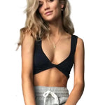 Women Rib Crop Top Seamless Tank Tops Sexy Underwear Deep V Streetwear Cropped Tee Summer Deep V Sports Camisole