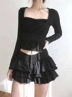 Sweet And Spicy Ballet F-length Skirt With Elastic Waist And Lace Hem Flared Cake-aped Ort Skirt For Young Women 8PO5