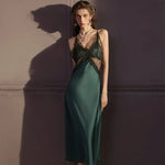 Sexy Lace Long Nighty&robe Set Spring Summer New Sleepwear Female Suspender Nightgown Silk Satin Bathrobe Kimono Gown Home Dress
