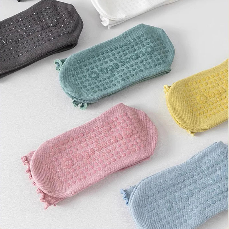 Women's Mid-Tube Cotton Yoga Sports Socks Summer Non-Slip Solid Color Breathable Anti-Fungus Fitness Edge Pure Cotton Socks