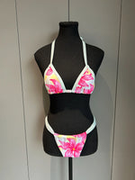 Boho Style Women's Floral Print Swimsuit Sexy Backless Lace-up Swimwear Push Up Thong Bathing Suit Female Bikini Set Beachwear