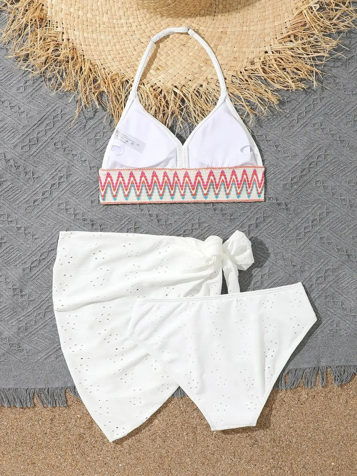 Girls 3pack White High Waist Bikini Sets with Skirts Kids Swimsuit 7-12 Years Children's Swimwear 2026 Cute Bathing Suit Teens