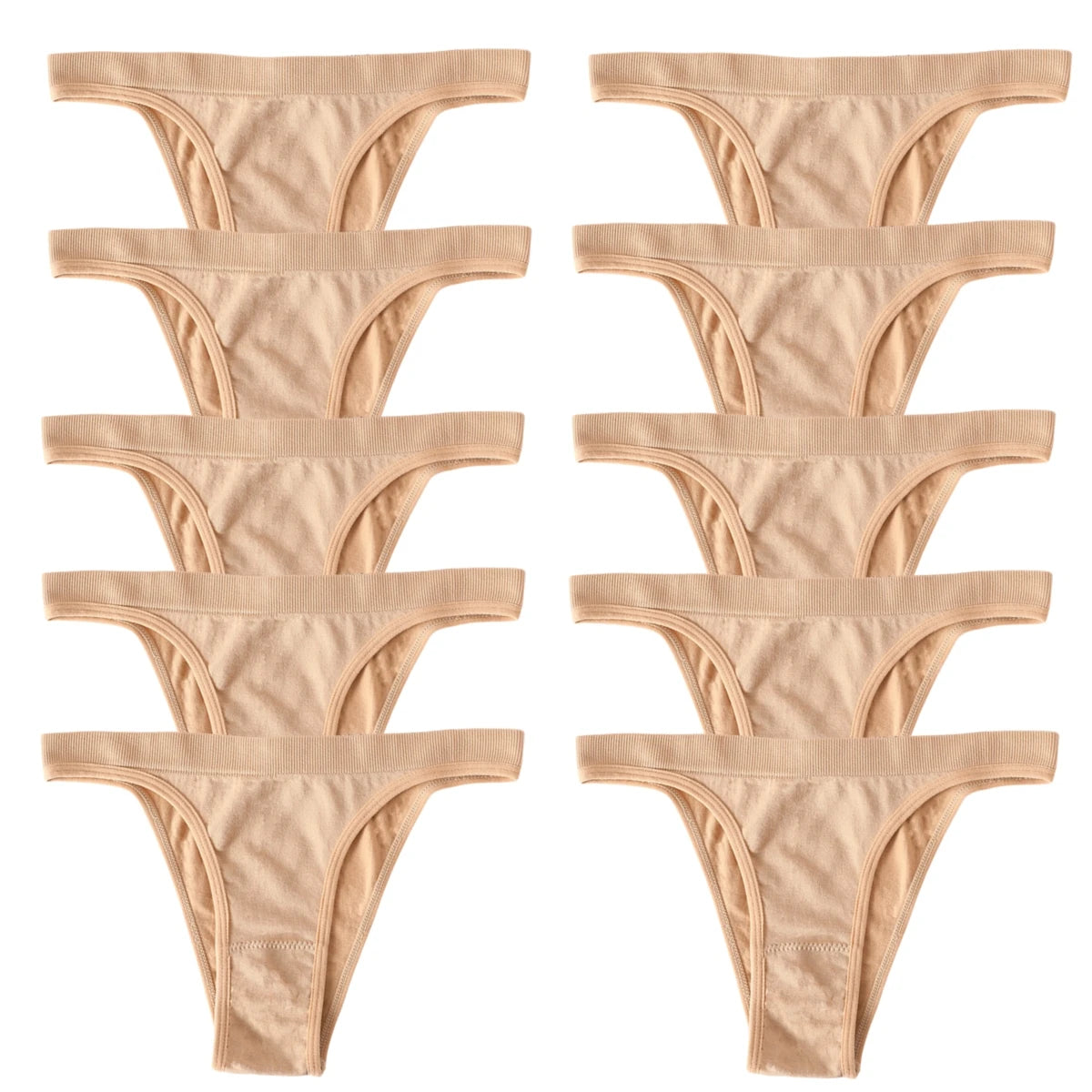 10Pcs/Set Women Seamless Panties Ribbed Underwear Sexy Lingerie High Leg Cut Female Sports Underpants Femme Thongs
