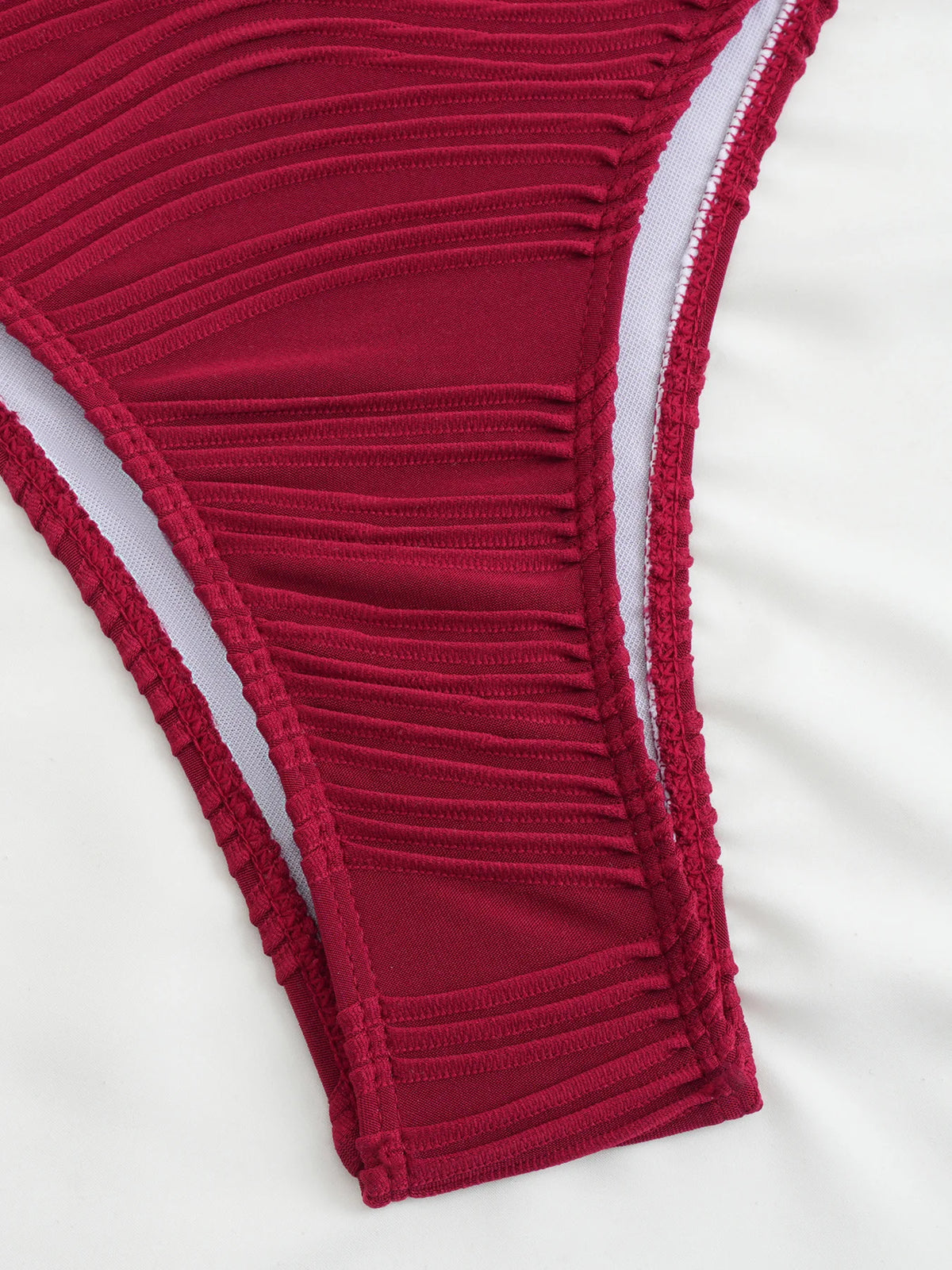 DEKA U Neck Wrinkled Crinkled Bikini Women Swimwear Female Swimsuit Two-pieces Bikini set High Cut Bather Bathing Suit Swim