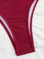 DEKA U Neck Wrinkled Crinkled Bikini Women Swimwear Female Swimsuit Two-pieces Bikini set High Cut Bather Bathing Suit Swim