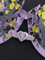 Women's Purple Floral Embroidery Lingerie Set Half Cup Push Up Bra And Thong Sheer Mesh Lace Comfortable Sexy Underwear ZA824026
