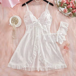 Summer Plus Size Thong Set 2-Piece Women's Underwear With Nightgown And Panties XXL Soft Ultra-Thin Sexy Lingerie Night Pants