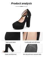 2026 Plus Size 43 Elegant Black Ankle Strap Platform Pumps Sexy Spike High Heels Shoes Women Classic Apricot Office Lady Shoes