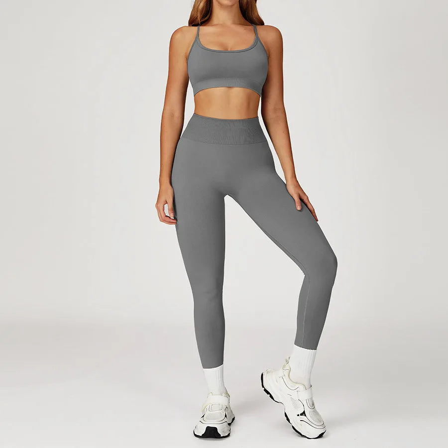 2PCS Yoga Suit Sports Set Women Gym Set Woman Tracksuit Running Workout Long Sleeve Sports Shirt Shorts and bra set Sport Outfit