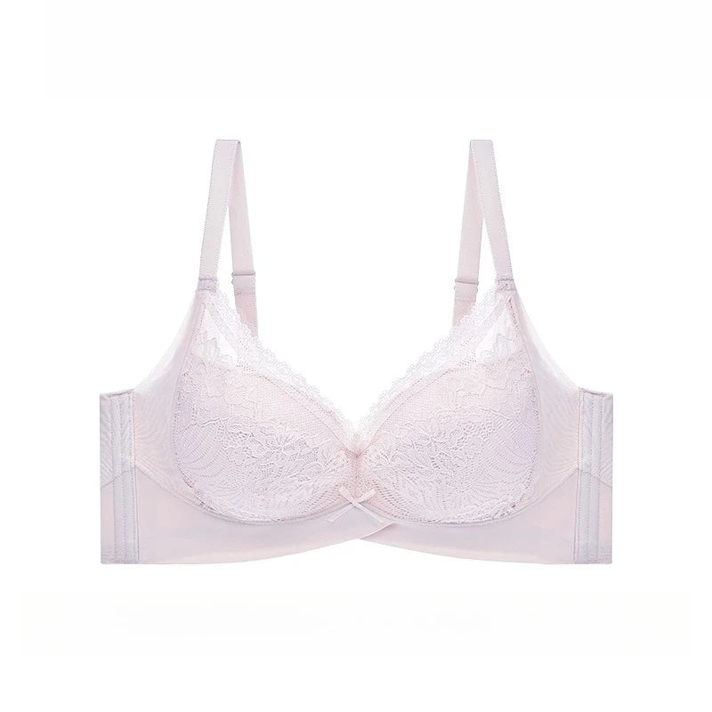Women's Thin Push-Up Bra Seamless Back Minimizes Side Bulges Uplift Support Underwear Elegant Lace Top Up Bra Autumn New