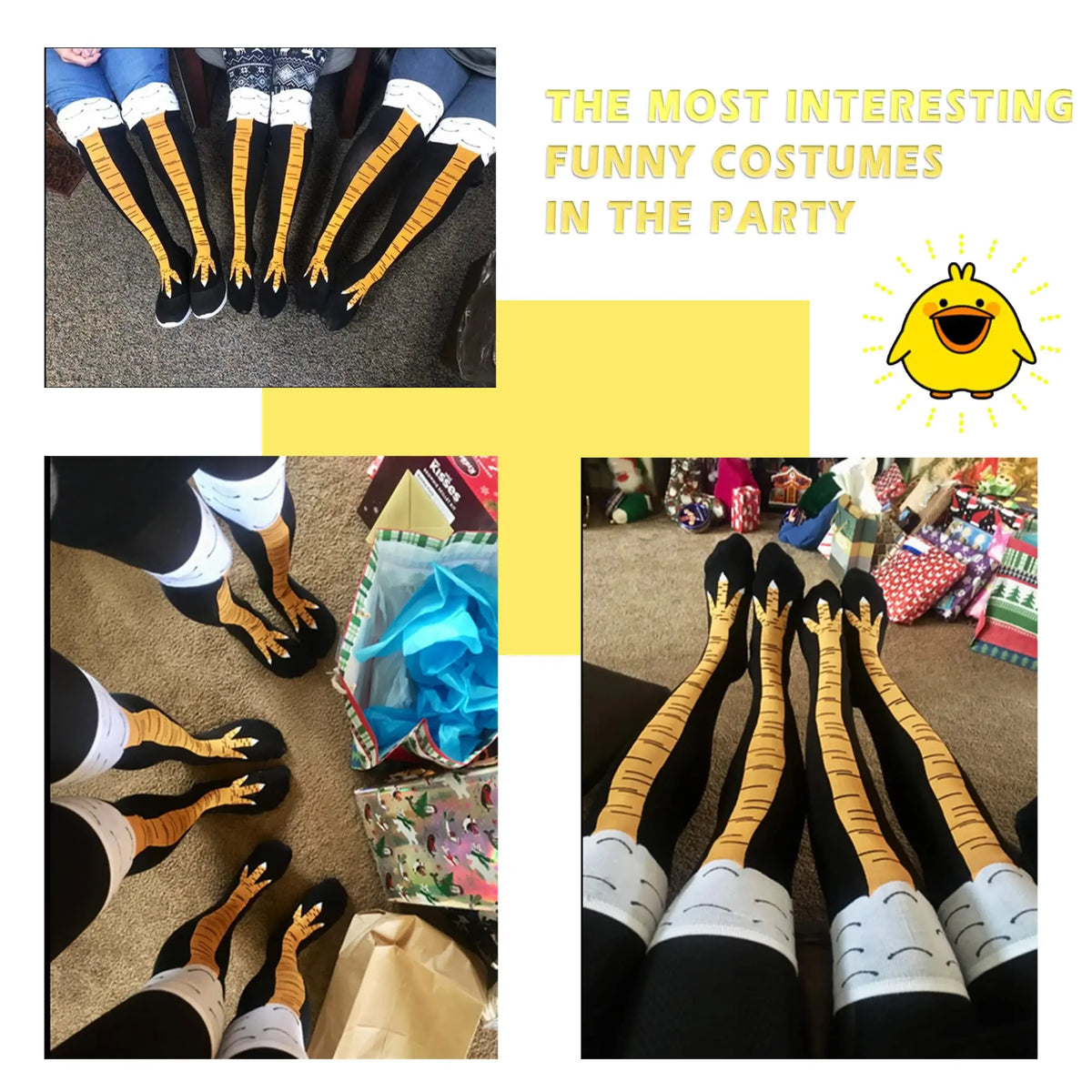 Women Thigh High Stockings Chicken Feet Print Long Socks Over Knee Socks Funny Novelty Socks Cartoon Animal Paws Stockings