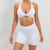 Seamless Yoga Fitness Sets Women High Waist Hip-Lifting Shorts & Sports Bra Workout for Running Gym