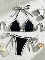 Splicing Wrinkled Pleated Bikinis 2025 High Cut Bikini Women Swimwear Female Swimsuit Two-pieces Bikini Set Bathing Suit Swim