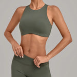 STOUREG Women's High Neck Yoga Tank Top Backless High Elastic Shockproof Padded Bra Racerback Gym Fitness Workout Breathable