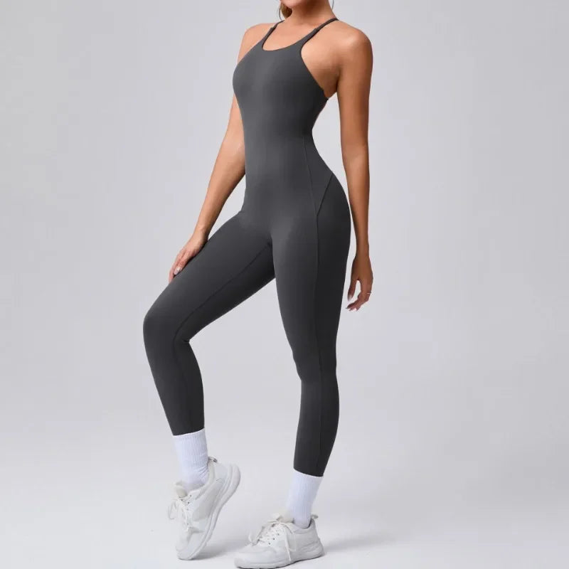 Women's Yoga Jumpsuits Sports Fitness Hip-lifting Cross Beauty Back Adjustable Straps One-piece Training Workout Gym Bodysuits