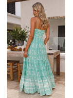 Foridol Spaghetti Strap Sundress Cut Out Women's Dress Summer Printed Boho Beach Maxi Dress 2025 Paisley Printed A-line Vestidos
