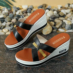 Korean Fashion New Fish Mouth Wedge Fashion Casual Foreign Trade Large Size Women'S One Line Sandals And Slippers For Sandalias