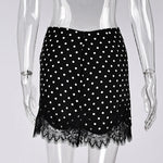 FDYOUI 2026 Woman Clothes Lace Patchwork Polka Dot Skirts Female Sexy Tight Short Skirt Black Party Night Club Dress Streetwear