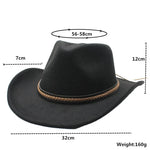 Women Men Retro Felt Jazz Hats Classic Cowboy Hats Wide Brim Cowgirl Sun Hats with Decorative Band