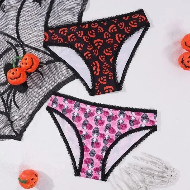Halloween New Style Women's Briefs Lace Sexy Low-Waisted Seamless Invisible Girl's Underwear Soft Breathable Panties For Party