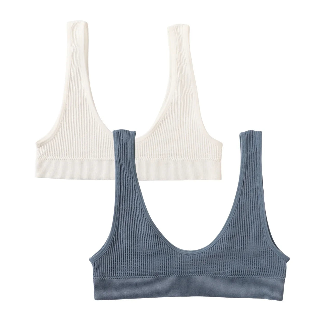 Women Crop Top Sports Seamless Underwear Female Tube Tops Deep U Bralette Ribbed Sexy Lingerie Intimates 2PCS Tube Bras