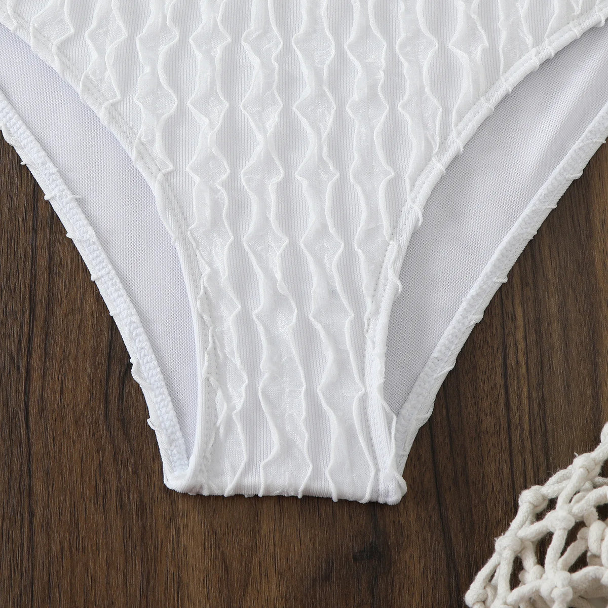 Sexy Mesh Long Sleeve Cover Up 3 Piece Bikini Set 2026 Swimwear Women White Pearls Strap Push Up High Waist Holiday Swimsuit