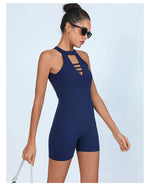 Sexy Fitness Yoga Jumpsuit Women Hollow V Neck Tight Backless Sports One Piece Suits Quick Drying Sleeveless Scrunch Romper