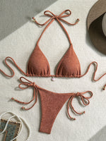 Sexy Pink White Bikini Set 2026 Women Shell Ornament Push Up Tie Side Thong Swimsuit Summer Bathing Suit Holiday Micro Swimwear