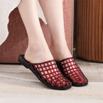 EUR Size Transparent PVC Jelly Slide Mules Women Hollow Breathable Cutout Closed Toe Slip On Flat Sandals Indoor Outdoor Slipper
