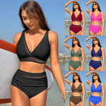 High Waist Bikini Set Sexy Push Up Swimsuit Women Black Beachwear Tummy Control Swimwear Adjustable Bathing Suit Bikinis