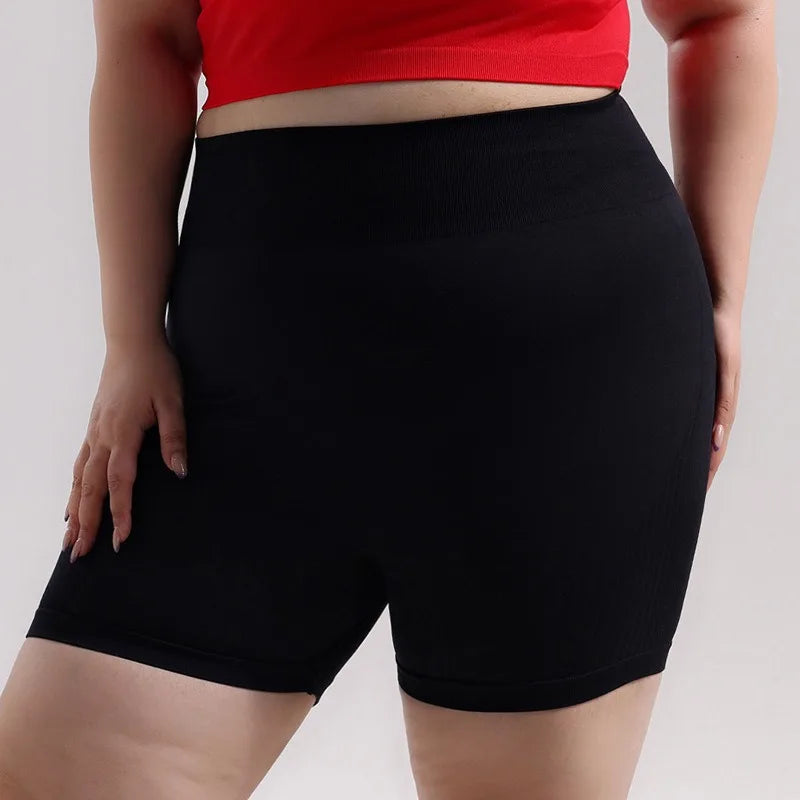STOUREG Women's Plus Size Seamless Yoga Shorts High Support Quick Dry Fitness Running Gym Shorts