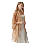 4 Colors Shawl Solid Swimsuit Bikini Cover Up Women Hollow Fringed Cardigan Bright Silk Cape Bathing Suit Cover Ups for Swimwear