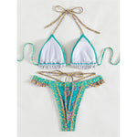 5 Colors Sexy Printed Halter Frilled Bikini Women Swimwear Female Swimsuit Two-Pieces Bikini Set Bather Bathing Suit Swim V4651