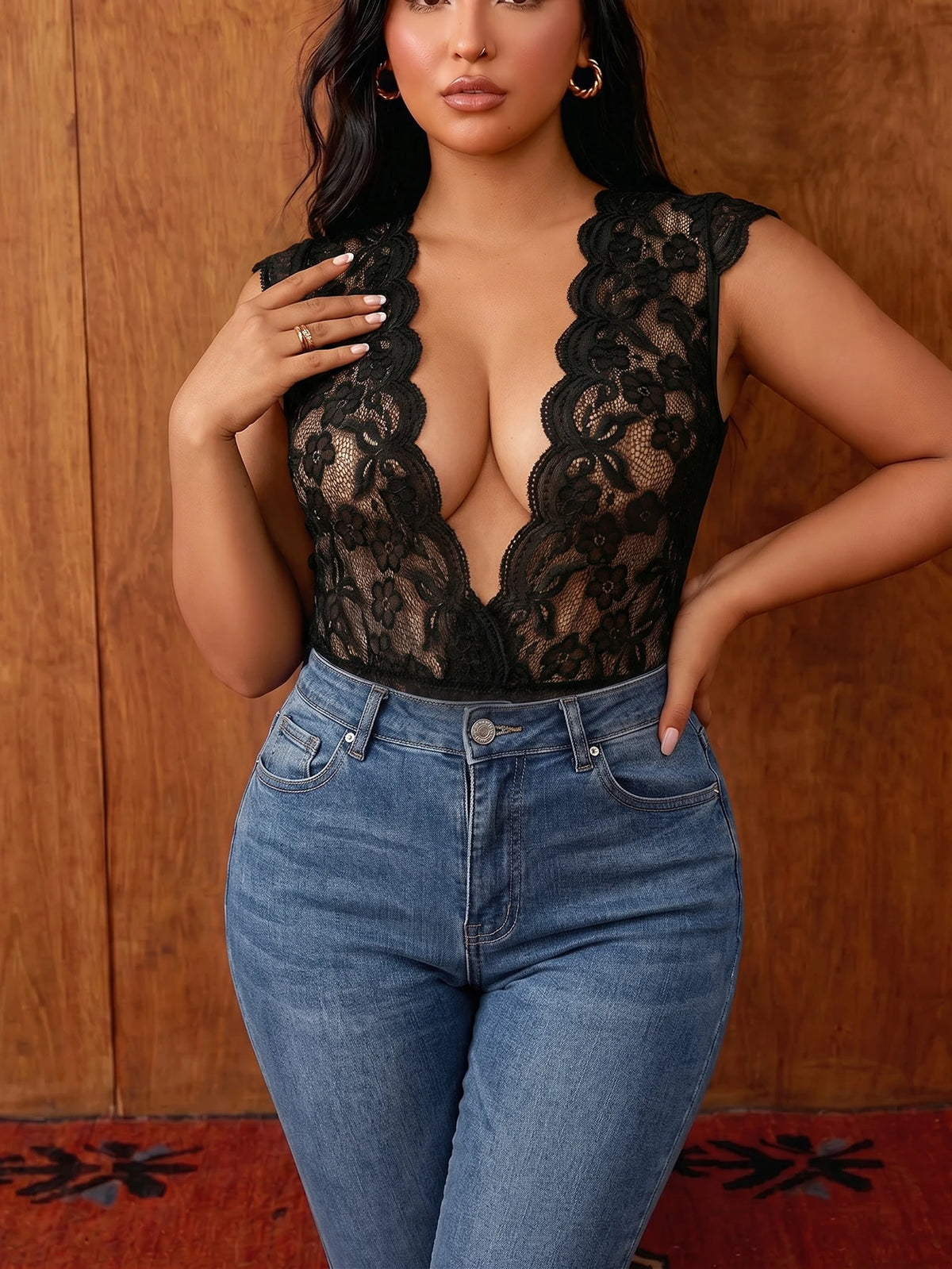 Plus Size Sexy Lingerie Dress For Women Transparent Lace Bodysuit Mesh Sleepwear Curvy Babydoll Nightdress Romantic Dating Gift