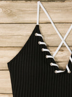 V Neck Wrinkled Ribbed Cross Backless One Piece Swimsuit Women Swimwear Female High Leg Cut Monokini Bather Bathing Suit Swim