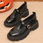 Women T‑Strap Mary Jane Shoes Faux Leather Buckle Lug‑Sole Platform Round‑Toe Vintage Preppy JK Casual Daily Dress Shoes