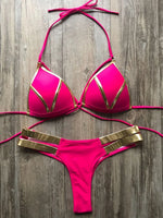 Sexy Halter Push Up Brazilian Bikini 2025 Women Bandage String Swimsuit Female Swimwear Two Pieces Bikini Set Bathing Suit Swim