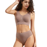 Seamless Bra Set Women Wireless Tanks Bra FemaleLow Rise Thongs Panties Sexy Lingerie Set Comfy Underwear Intimates S-5XL
