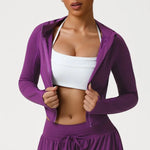 Women's Seamless Yoga Top Zipper Long-sleeved Sports Jacket Outdoor Fitness Gym Casual Top