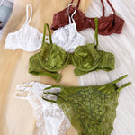French Sexy Lingerie Ultra-thin Satin Lace Lingerie Set Anti Sagging Bra Half Cup Ultra-thin Lace Gather Anti-sagging Bra Set