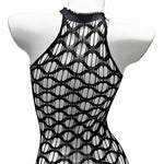 Sexy Mesh Halter Neck Hollow Out Open Crotch Dress With Exposed Chest And Sheer For Women Off-the-shoulder Mini Dress Charm RCIJ
