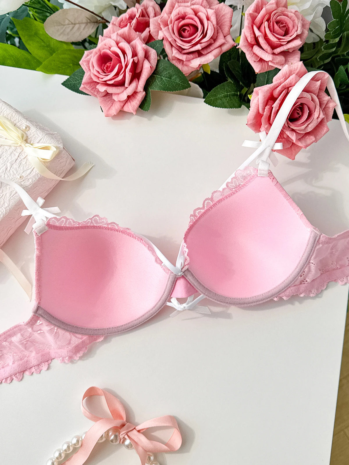 Sweet Lolita Women Bra Heart Floral Lace Underwire Push‑Up Bra Adjustable Strap Sexy Daily Lingerie