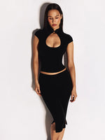 Ahagaga Fashion Women's Summer Club T-Shirt Tops Versatile Waist-cinching Chest Hollow Out Short Sleeves Y2k Sexy Female Casual