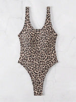 Sexy Leopard Print One-piece Backless Swimsuit for Women V-neck Monokini Bikni 2026 Summer Beach Vacation Slim Swimwear New