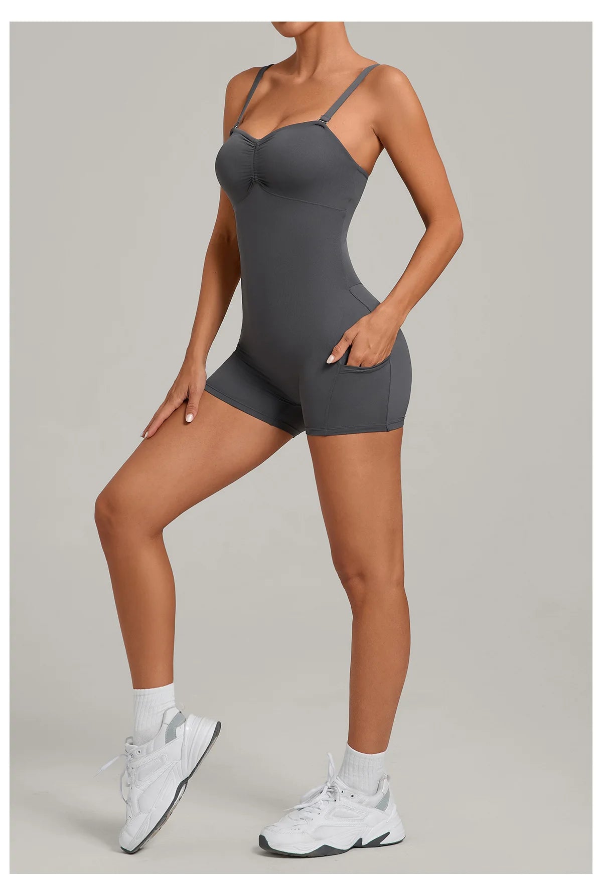 Outdoor Backless Yoga One Piece Suit Women Multiple Wearing Methods Sleeveless Slim Fit Pocket Stretch Sports Fitness Jumpsuit